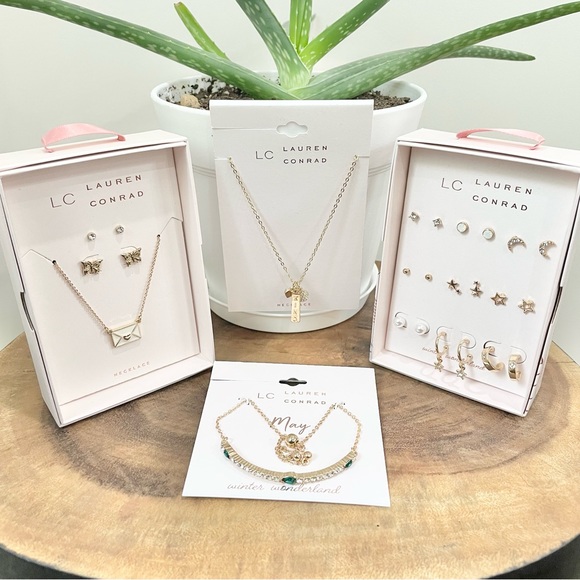 NWT LC Lauren Conrad star moon earrings May bracelet kind necklace butterfly set - Picture 1 of 7
